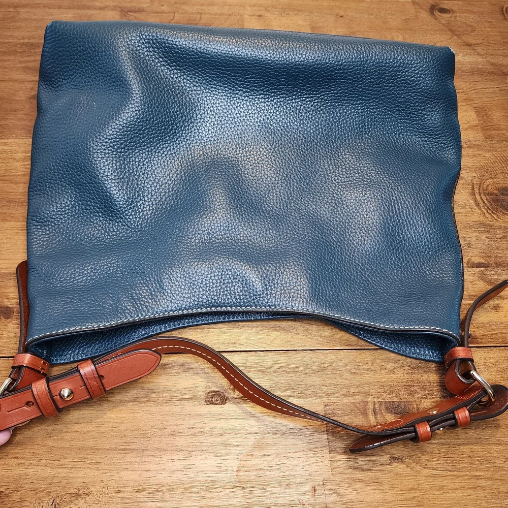 Dooney & Bourke Teal Leather Hobo Bag with Gold Accents